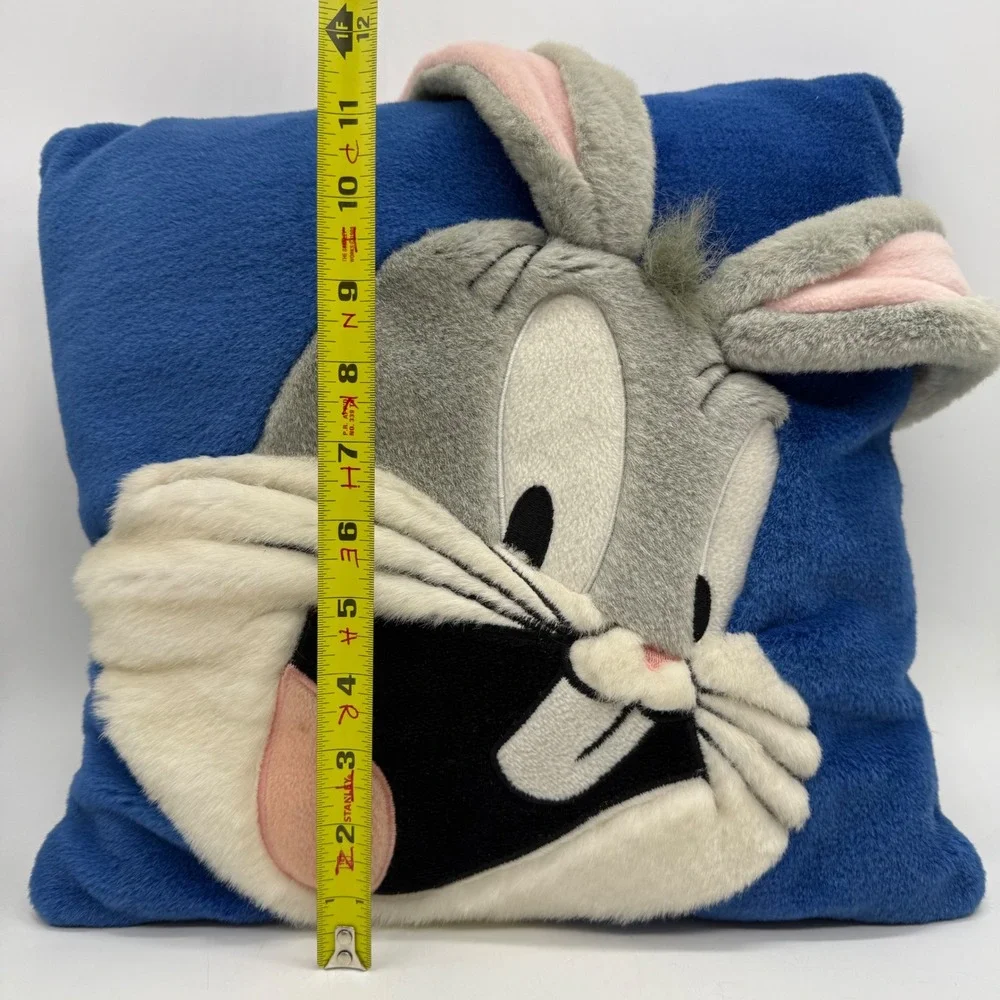 Looney Tunes Bugs Bunny Plush Pillow Blue 3D Character Face Decorative Vintage